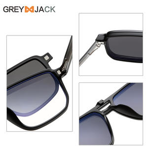 Lunettes de soleil magnétiques Greyjack à clipser, monture TR90, verres TAC, protection UV400, style carré unisexe avec verres interchangeables - Product Image 3