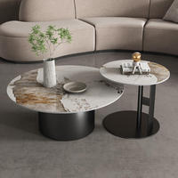 Ensemble de tables basses de luxe en pierre frittée, tables gigognes rondes modernes, mobilier de salon de designer italien