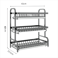 Support de Rangement Multifonctionnel pour Ustensiles de Cuisine, Égouttoir à Vaisselle, Assiettes, Bols, Cuillères, Type Vertical Écologique en Carbone