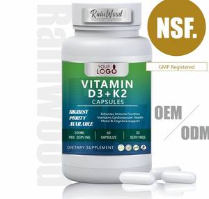 Cápsulas Duras Rainwood Direct OEM para el Soporte Completo de Huesos, Corazón y Energía con Vitamina D3+Vitamina <span class=keywords><strong>K2</strong></span> <span class=keywords><strong>VD3</strong></span>+VK2 para Adultos - Product Image 1