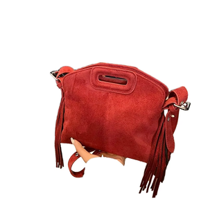 <span class=keywords><strong>Sac</strong></span> à bandoulière en daim marron pour femmes avec des motifs géométriques rétro, style bohème pour l'hiver et l'automne - Product Image 6