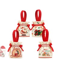 Sac cadeau créatif en toile de Noël pour emballage de pomme de poche de bonbons pour décorations de Noël décoratives de réveillon de Noël