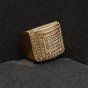 New <b>Ring</b> <b>Men</b> Zircon <b>Ring</b> Dainty Stainless Steel square Hoop <b>Rings</b> Jewelry - Product Image 2