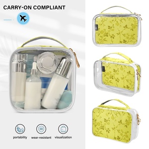 Bolsa de Maquillaje de PVC Transparente Pequeña y Portátil con Logotipo OIP Amarillo Personalizado, Bolsa de Cosméticos de Viaje con Asa - Product Image 4