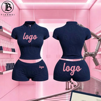 Ensemble de yoga 2 pièces pour femmes : veste à demi-zip à manches courtes et short d'été, personnalisable avec logo, par les fabricants de vêtements 2026