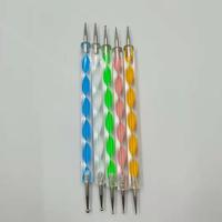 Ensemble de stylos à pointe pour nail art, 5 stylos à double embout en acrylique, ensemble de tiges à vis, aiguille à pointe pour fleurs, manche de perceuse
