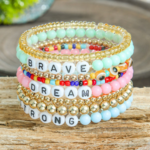 <b>Beaded</b> <b>Bracelets</b> Set Multicolor Tassel <b>Charm</b> Dream Strong Good Vibes Bohemia Style Unisex Fashion Jewelry - Product Image 2