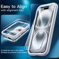 Protection d'écran en verre trempé anti-rayures 9H pour 16 HD Clear, lot de 3, avec outil d'installation facile, compatible avec les coques