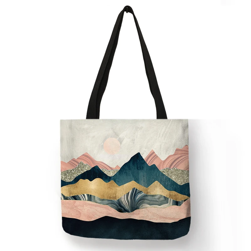 Eco-friendly 3D Printed Shopping Handbag - Mountain Forest