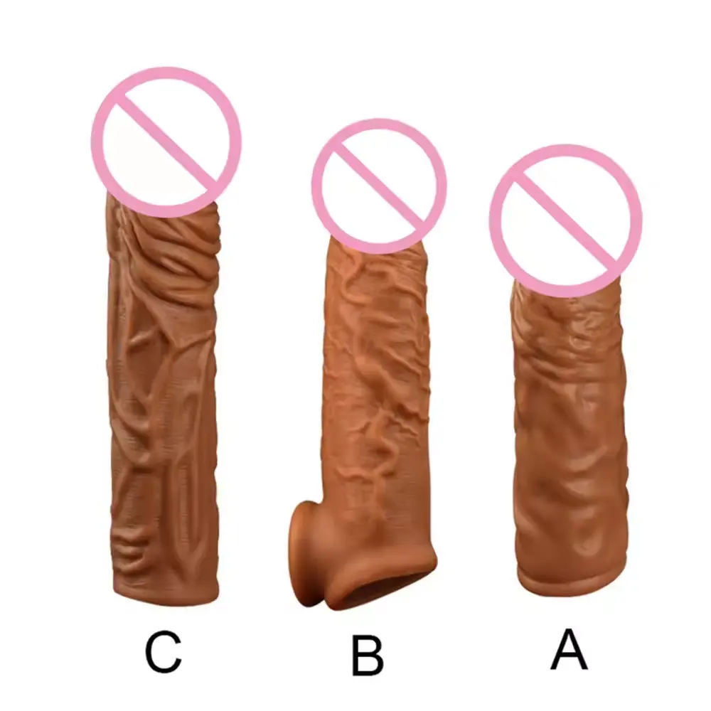 Delay Ejaculation 195mm Liquid Silicone Reusable Penis Sleeve Extender Male Cock Enlarge Sleeves For Men Dildo
