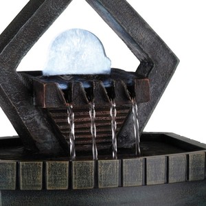 HMS 10 \ "fontana da tavolo in Polyresin marrone con luce a LED con Geo e ciottoli eleganti decorazioni da giardino - Product Image 5