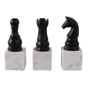 Statue de pièces d'échecs modernes sur socle en marbre pour la décoration de la maison, sculpture élégante pour le bureau, le salon ou les étagères. - Product Image 1