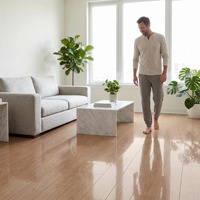 Plancher stratifié en bois HDF AC4 10 mm avec système Uniclic, chêne brillant, résistant à l'eau, facile à installer, adapté aux salles de bain