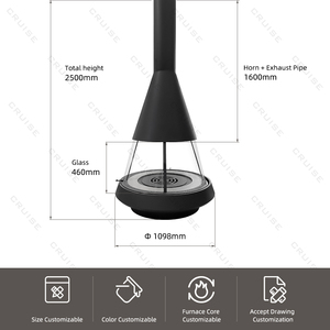 Caminetto a Gas Indipendente su Misura CRUISE con Vetro Centrale, Design <span class=keywords><strong>Moderno</strong></span> per Hotel, Riscaldamento Unico a Legna in Metallo. - Product Image 5