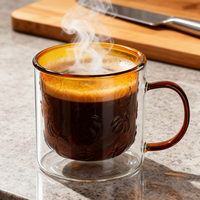 Mug à expresso à double paroi en verre borosilicate de style nordique, capacité 150 ml, 250 ml, 320 ml, avec poignée, sans BPA, compatible micro-ondes