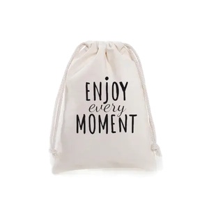 Custom Logo Personalized Colorful Soft Fabric Muslin Calico Canvas Cotton Drawstring <b>Bag</b> With Double <b>String</b> - Product Image 1
