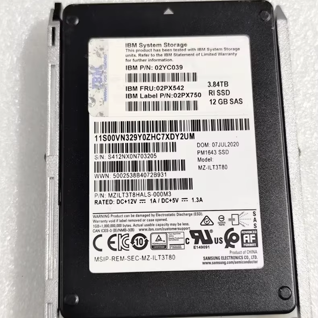 02PX542 02YC039 3.84TB SAS 12Gb/S 2.5-Inch Solid State Drive (SSD) With Carrier for FlashSystem V5000E V5030E