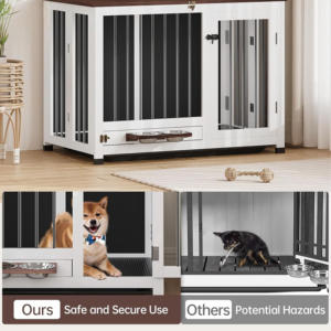 Blanc Rectangle Bois Plateau En Plastique Chien Chenil Caisse Meubles Cage avec Table Intérieur - Product Image 5