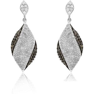 Pendientes colgantes Ornaatis con forma de lágrima de diamante, 2,37 quilates, corte redondo, color champán blanco, en plata de ley 925 para mujer - Product Image 1