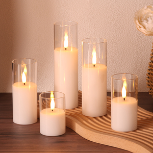 Mermei's Set mit 5 weißen Glas-LED-Kerzen für die Heimdekoration - Product Image 1
