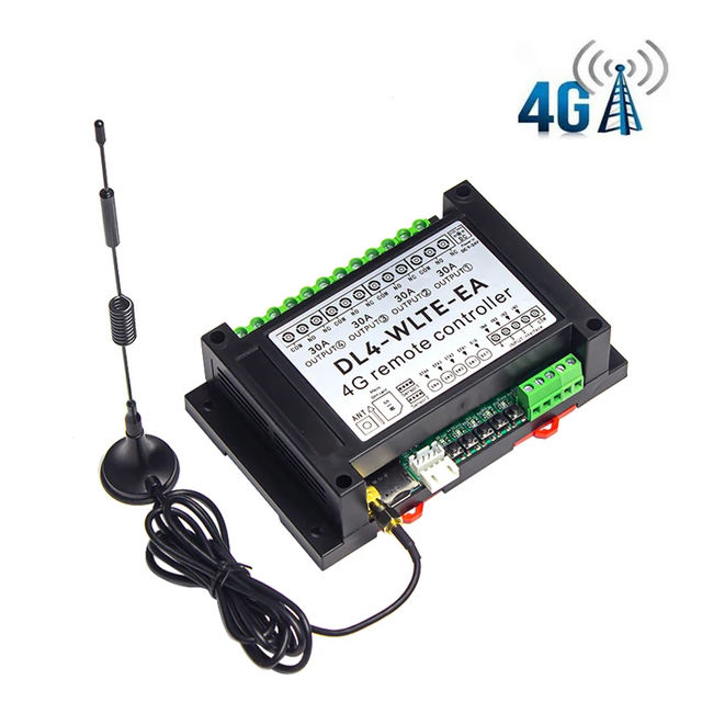 DL4-WLTE-EA 4G LTE SMS APP Remote Control Switch 30A GSM Power Off Socket 4-Channel Relay Switch