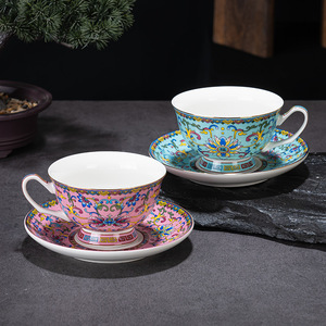 Service à café et soucoupe en céramique émaillée style rétro Palais, vaisselle de haute qualité pour le thé de l'après-midi à la maison - Product Image 4