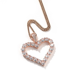 TOP ICY Diseño simple 5mm 5A Cubic Zircon Corazón Colgante Collar Iced Out Diamond Love Family Rose Gold Mujeres Collar de lujo - Product Image 6