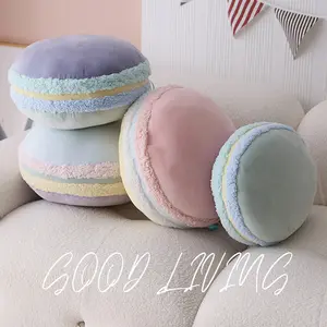 Oreiller Macaron français doux simulé rond coloré Sandwich Biscuits Girly Style décoratif chevet maison canapé oreiller