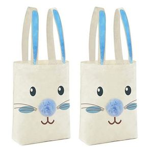 Bolsas de Tela Personalizadas con Diseño de Orejas de Conejo de Pascua, con Logotipo Impreso, Bolsillo, Bolsa de Compras de Algodón Negra - Product Image 1
