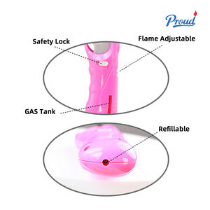 Briquet de cuisine au butane rechargeable, coupe-vent, allumage électrique, flamme réglable pour cuisinière à gaz, barbecue - Product Image 5