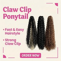 Queue de cheval bouclée de 24 pouces à pince, en fibre synthétique haute température, extension de queue de cheval en gros