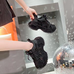 Chaussures décontractées à semelle épaisse pour femme 2026 avec plateforme à strass et paillettes - Product Image 2