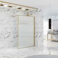 Promenade gâchée en aluminium semi Frameless dans l'écran de douche en verre de panneau d'or pour la salle de bains