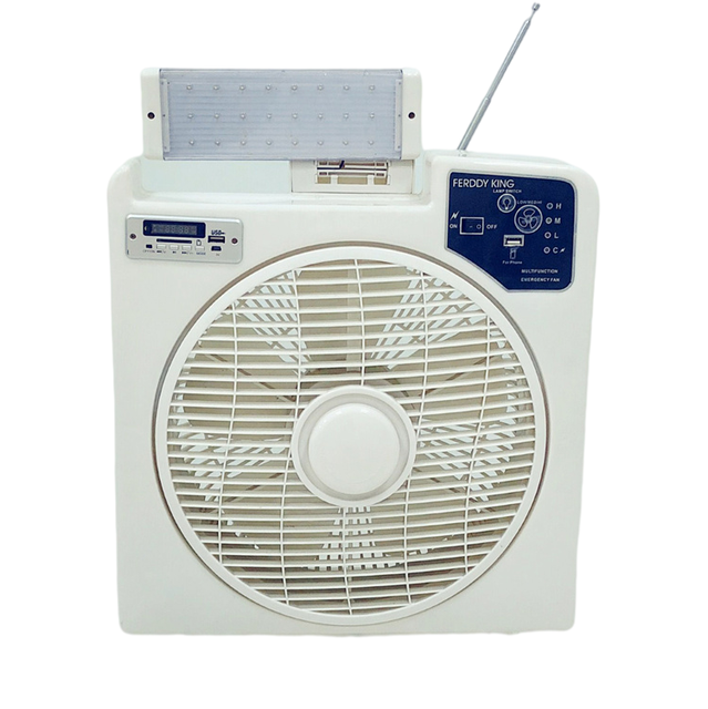 12V Solar Rechargeable Emergency Box 16 Inch 12 Digital Fan Air Cooling Fan Radio Emergency Light Free Spare Parts Battery Fans