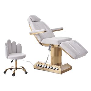 Diseño de cama sencilla, silla estética, cama de belleza blanca y dorada. - Product Image 2