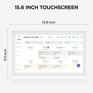 INSOVISION 15.6" Smart <b>Electronic</b> Wall-mounted Digital Planner <b>Calendar</b> with Wood Frame 1920x1080 Resolution - Product Image 3