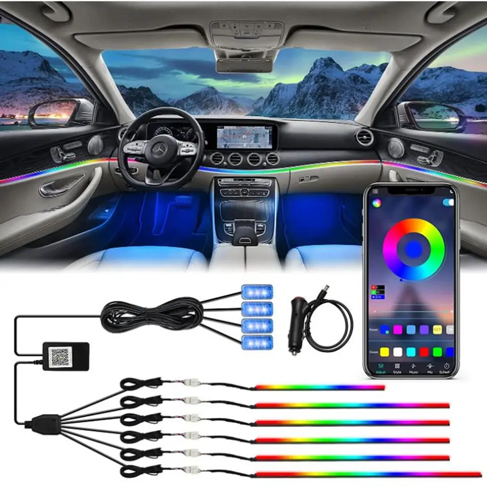 2022 New ambient lighting car Illuminations LED Strip Light with Smart App Control with Music Sync Acrylic led ambient light car