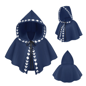 Capa corta Medieval De Luna Negra, disfraz de Cosplay, chal, capa holgada con capucha, <span class=keywords><strong>ropa</strong></span> de actuación a la luz de la Luna para graduación, usable para todos los días - Product Image 5
