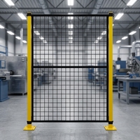 Grillage en acier thermolaqué jaune et noir, modulaire, facile à installer, pour la protection des machines industrielles, clôture de sécurité pour robots
