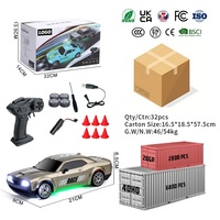 Coche de Carreras Deportivo de Metal a Escala 1/20 con Luces LED, Carro de Derrape en Miniatura con Control Remoto, Juguete de Coche de Derrape de Alta Velocidad de 20 km/h