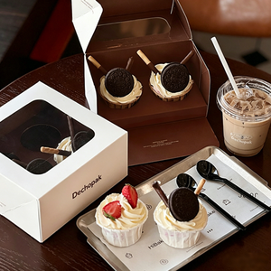 Caja de Embalaje Reciclable para Postres y Cupcakes con Impresión a Doble Cara y Estampado <span class=keywords><strong>en</strong></span> Dorado sobre Cartón - Product Image 4