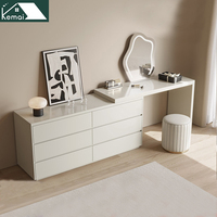 Tiroir de rangement de grande capacité Lumières LED Commode de maquillage rotative rétractable-Vanités Dressing Panel Miroir de bureau de maquillage en MDF