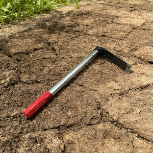 T Shaped Carbon Steel Hoe 6in Blade Red Silver Handle For Gardening Weeding Planting Digging - Product Image 1