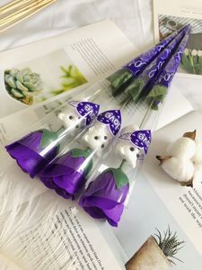 2024 vente chaude petit ours Rose savon fleur Simulation Rose saint valentin fête des enseignants mariage Festival cadeau - Product Image 5