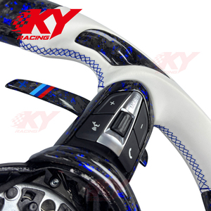 Volante de Fibra de Carbono Forjado para BMW F30 F20 F10 F31 F34 F35 F80 F82 M2 M3 M4 Estilo Deportivo Modelo M Serie 3 Sport Azul - Product Image 3