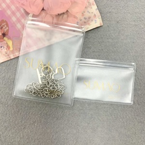 Bolsa de Plástico PVC Pequeña para Joyería, Bolsa de PVC con Cierre Hermético Transparente Esmerilado Reutilizable para Empaque de Joyería - Product Image 6