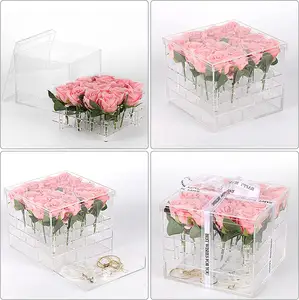 Boîte à fleurs en acrylique transparent avec tiroir