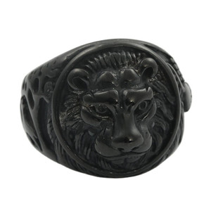 Anillo de León de Acero Inoxidable para Hombre, Estilo Punk Retro Negro, Diseño Animal, Joyería de Regalo 24043 - Product Image 5