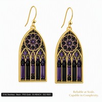 Boucles d'oreilles gothiques en verre teinté en acier inoxydable 316L, finition or PVD, esthétique sombre, OEM pour marques de mode alternative