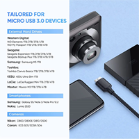 1FT Type C USB 3.1 vers Micro B Câble 5Gbps Vitesse Disque dur externe pour IPhone16 Seagate WD Westgate My Passport Mac Noir